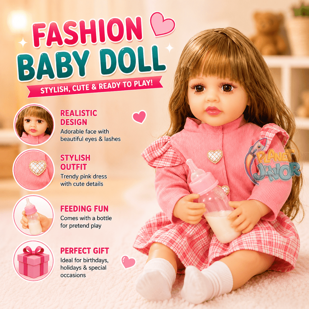 Fashion Baby Doll with Stylish Outfit & Feeding Bottle for Kids