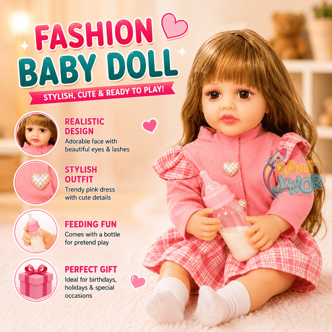 Fashion Baby Doll with Stylish Outfit & Feeding Bottle for Kids