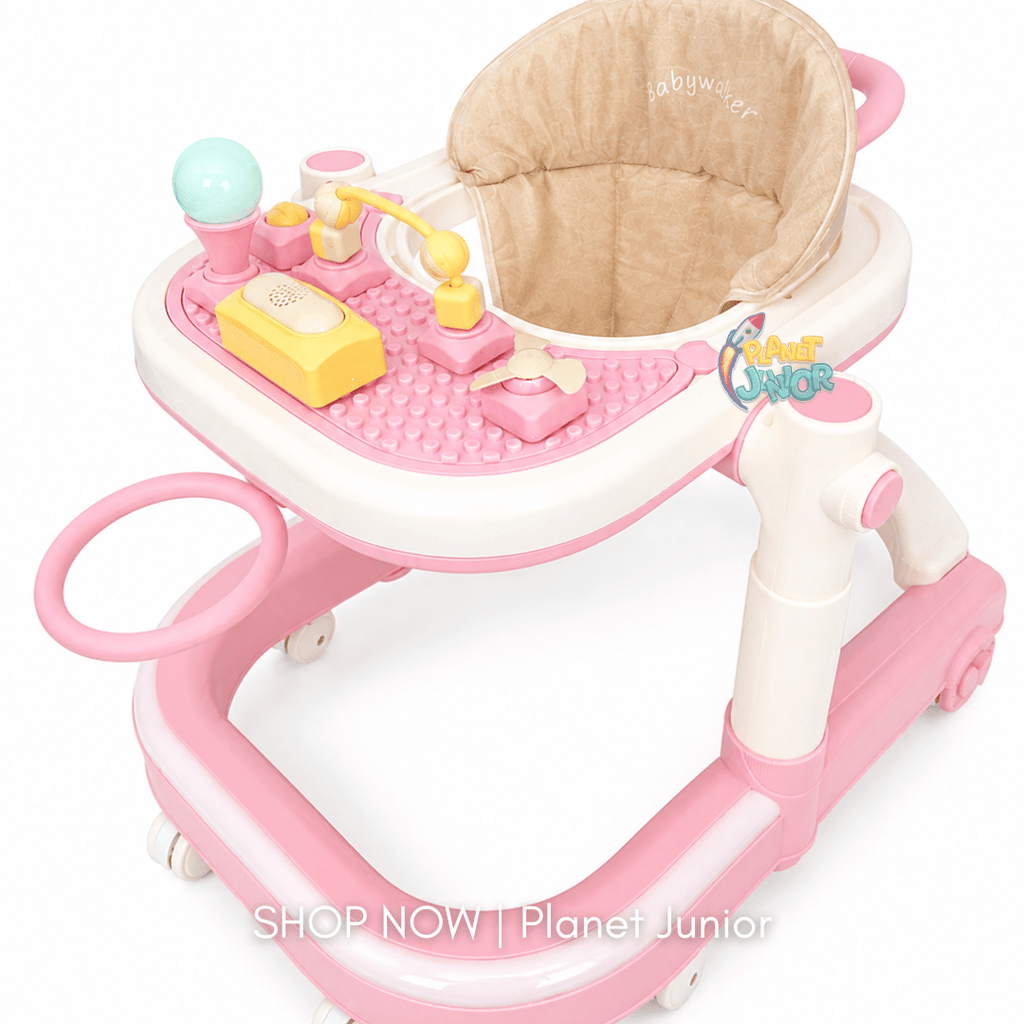 Foldable 3-in-1 Baby Walker with Activity Tray, Music & Lights