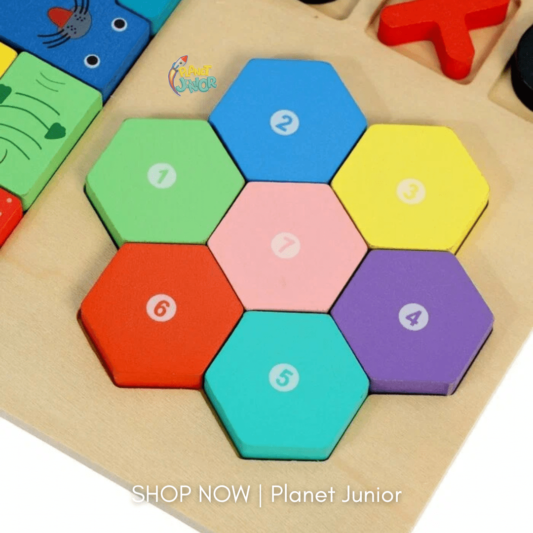 Wooden Tetris Puzzle 4-in-1 Educational Learning Board