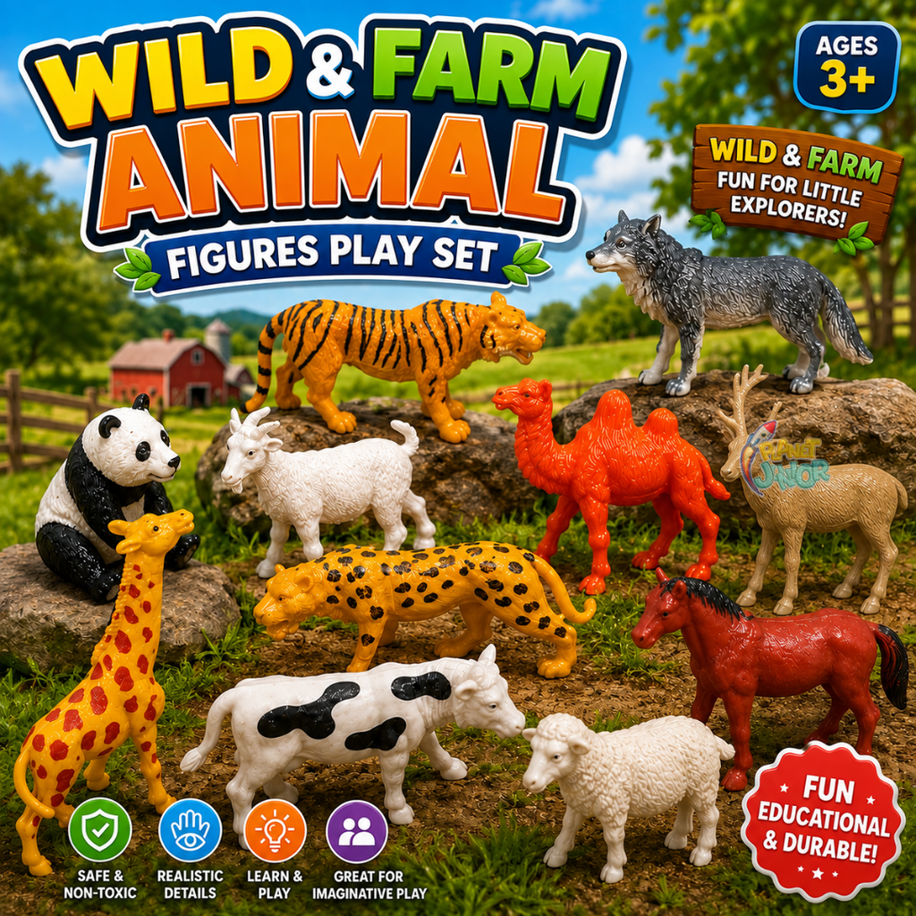 Wild & Farm Animal Figures Play Set for Kids