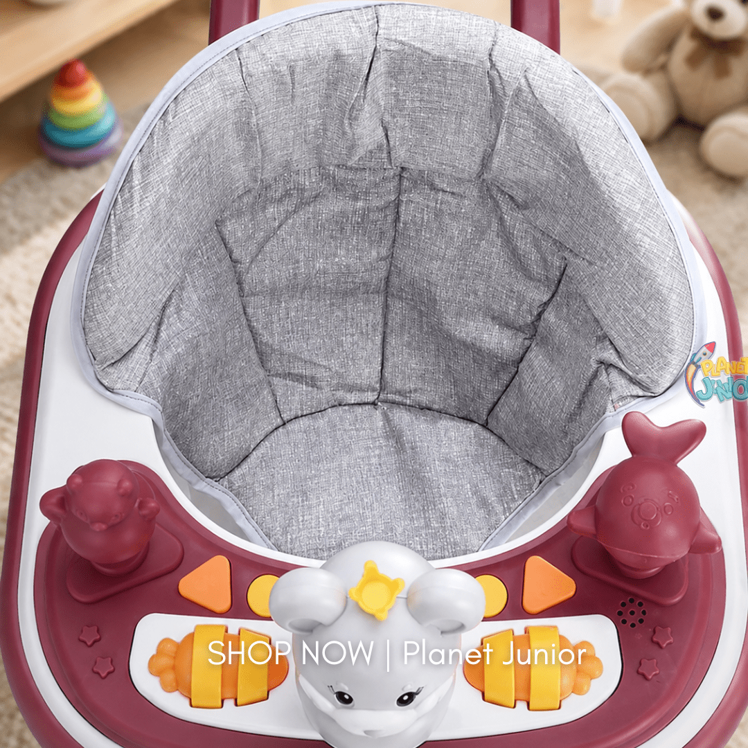 Interactive Baby Learning Walker with Music, Activity Tray & Padded Seat