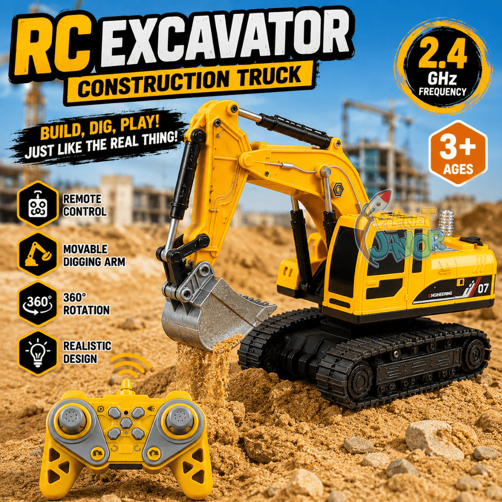 RC Excavator Construction Truck with Remote Control & Movable Digging Arm