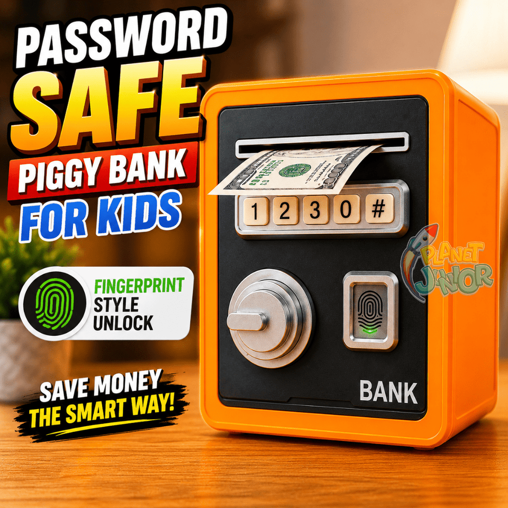 Password Safe ATM Key Styled Money Bank for Kids with Fingerprint Unlock