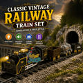 Classic Vintage Railway Train Set with Large Track, Lights & Sound