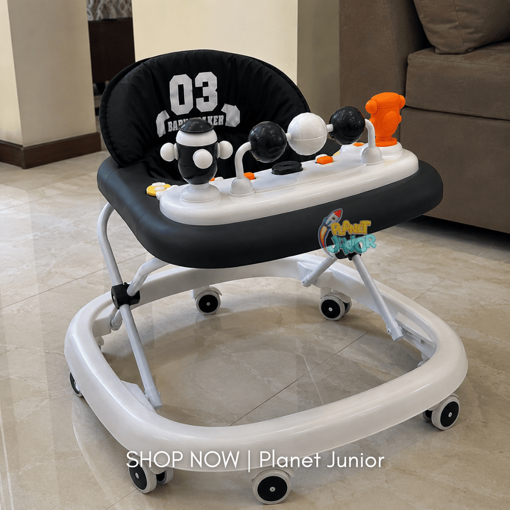 Sporty Baby Walker with Music, Lights & Squeaky Toys