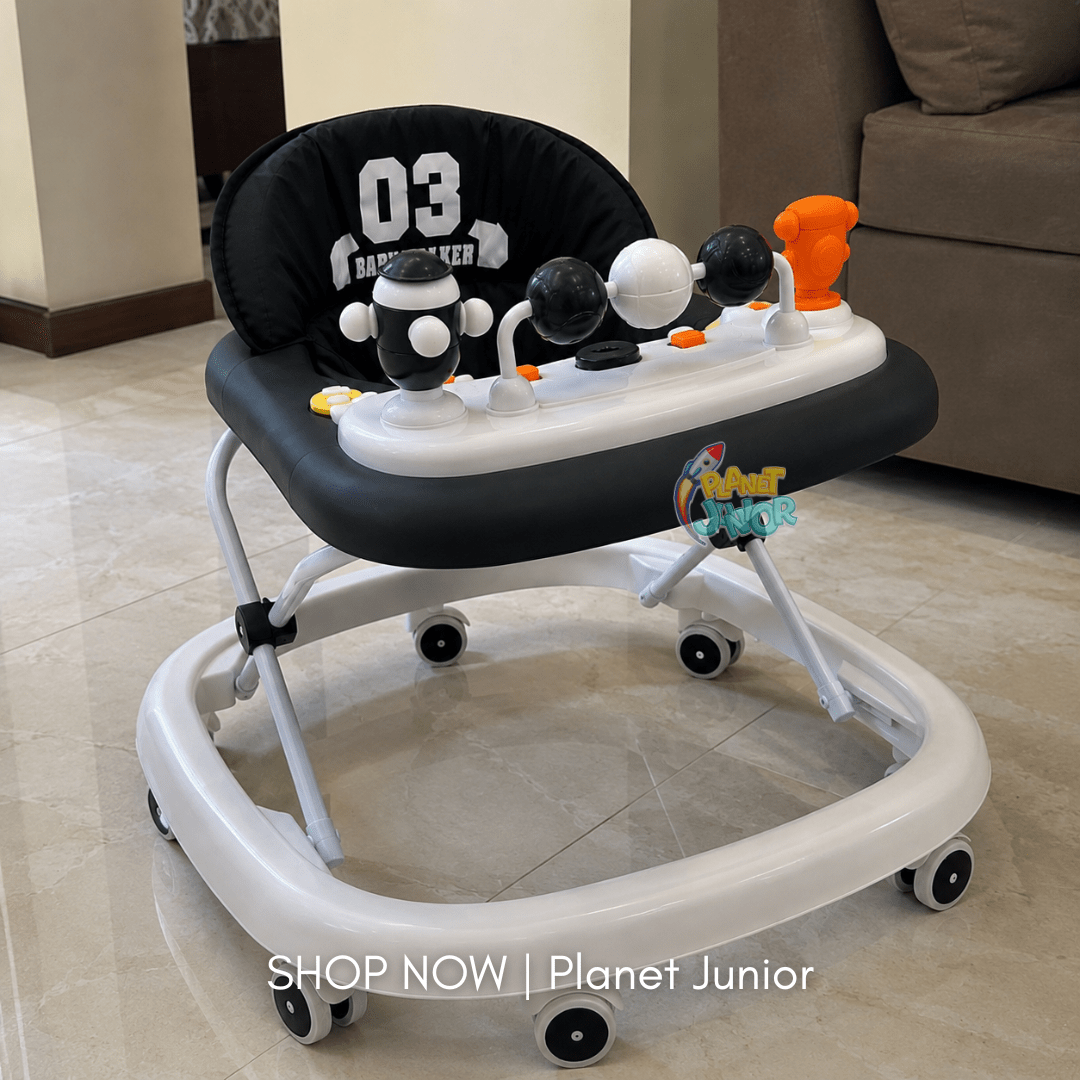 Sporty Baby Walker with Music, Lights & Squeaky Toys
