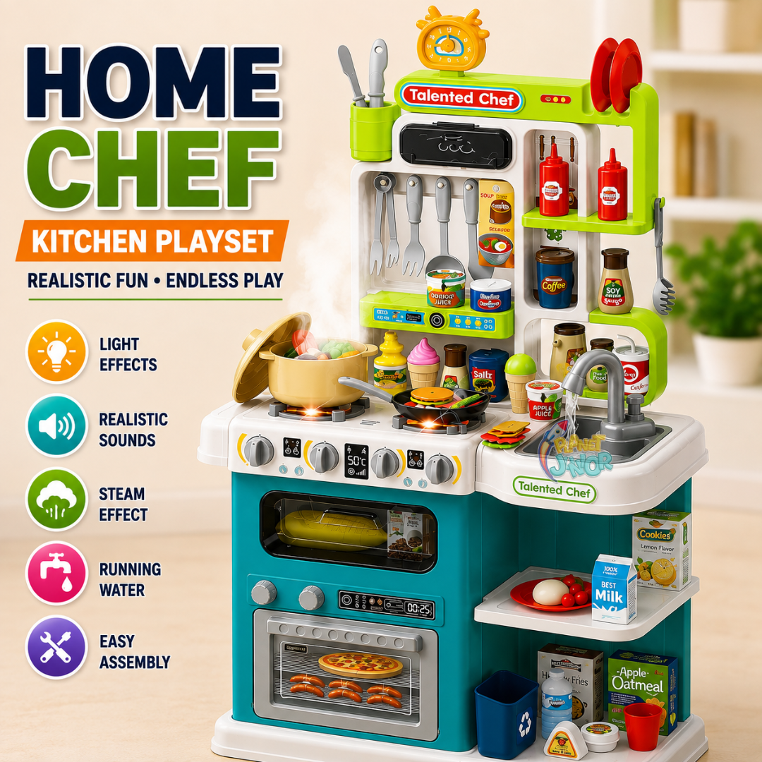 95-Piece Home Chef Kitchen Playset with Steam, Lights, Sounds & Running Water