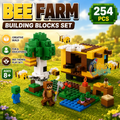 254 PCS Block-Style Bee Farm Building Set with Character Figures for Kids