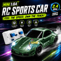 Mini 1:64 RC Sports Car with Racing Display Garage & Remote Control