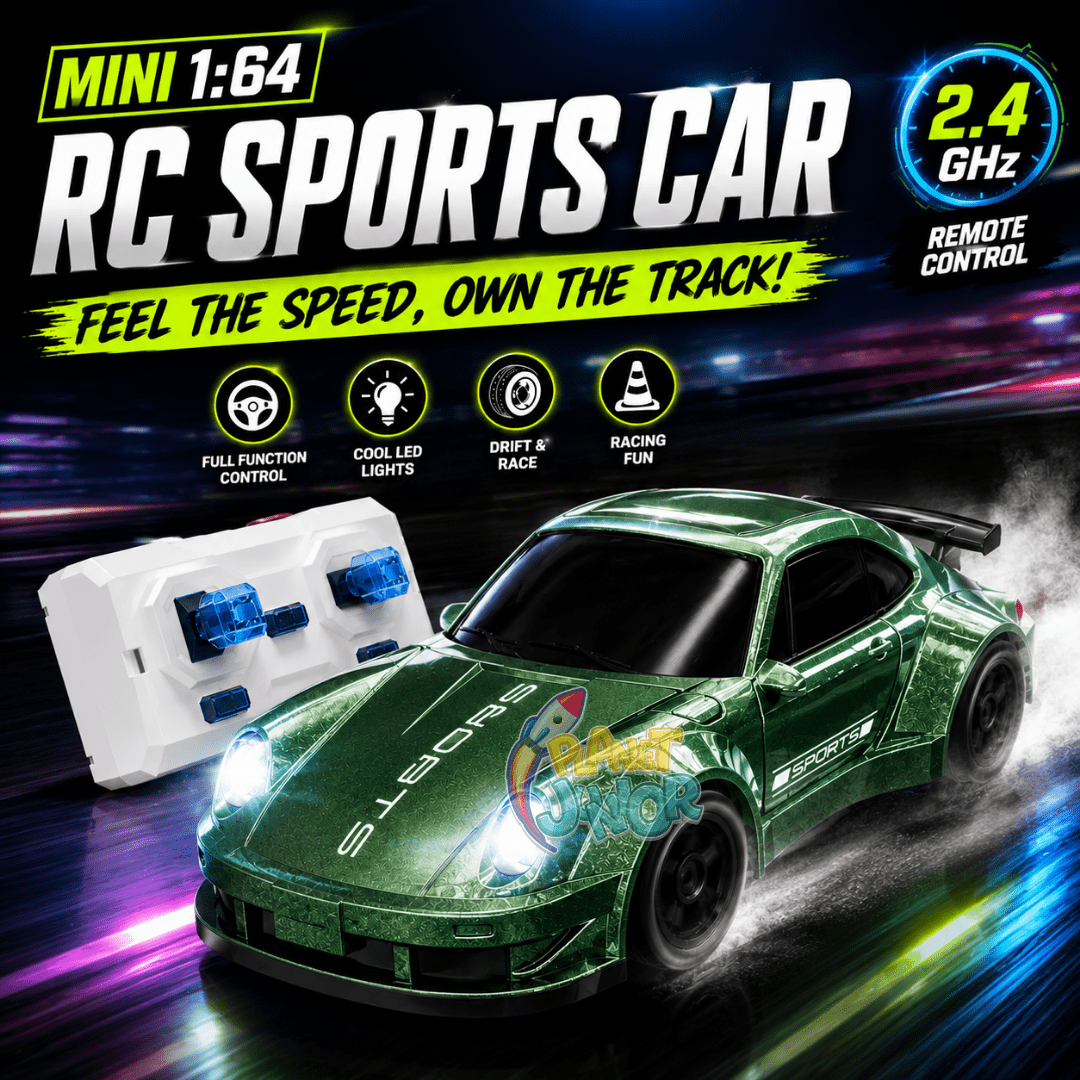 Mini 1:64 RC Sports Car with Racing Display Garage & Remote Control