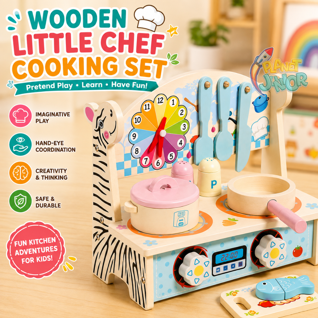 Wooden Little Chef Pretend Kitchen Cooking Set for Kids