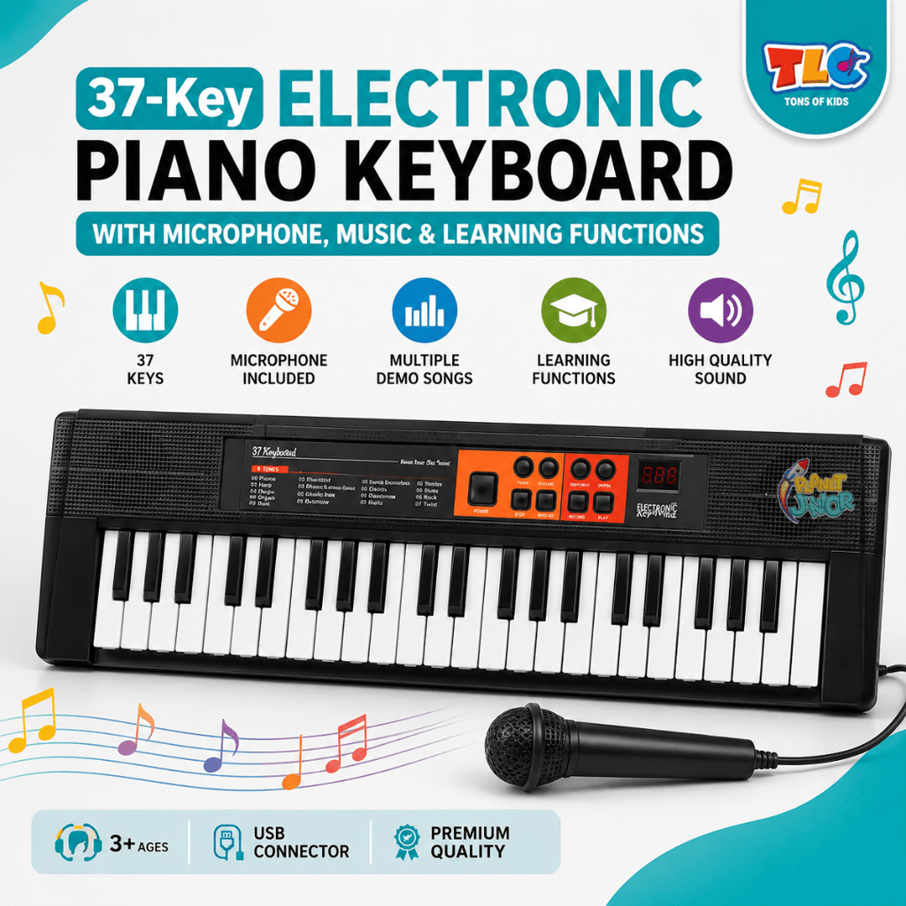 44 Key Electronic Piano Keyboard with Microphone, Music & Learning Functions