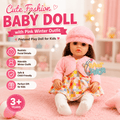 Cute Fashion Baby Doll with Pink Winter Outfit – Pretend Play Doll for Kids