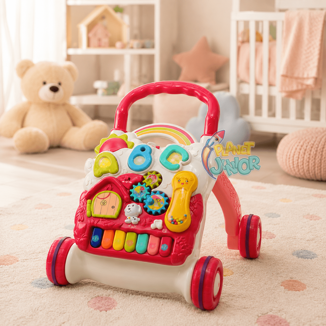 3-in-1 Interactive Baby Push Walker with Activity Panel & Activity Table