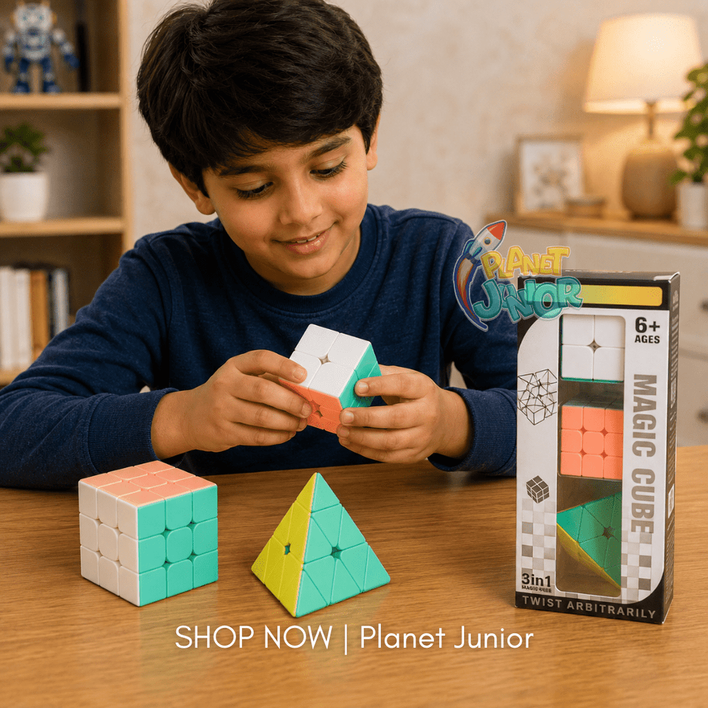3-in-1 Magic Cube Puzzle Set for Kids – Twist & Solve Activity Set