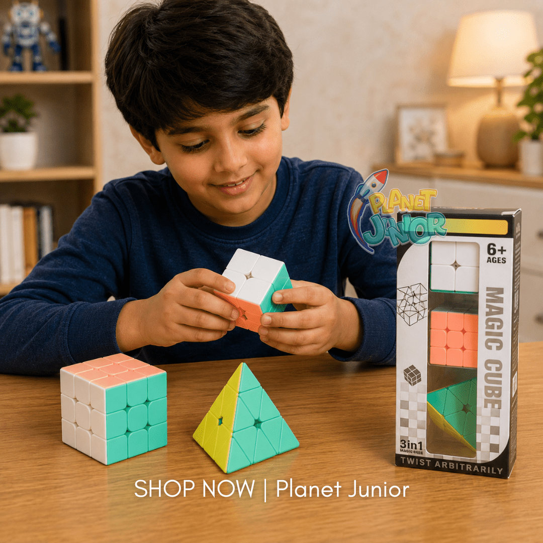 3-in-1 Magic Cube Puzzle Set for Kids – Twist & Solve Activity Set