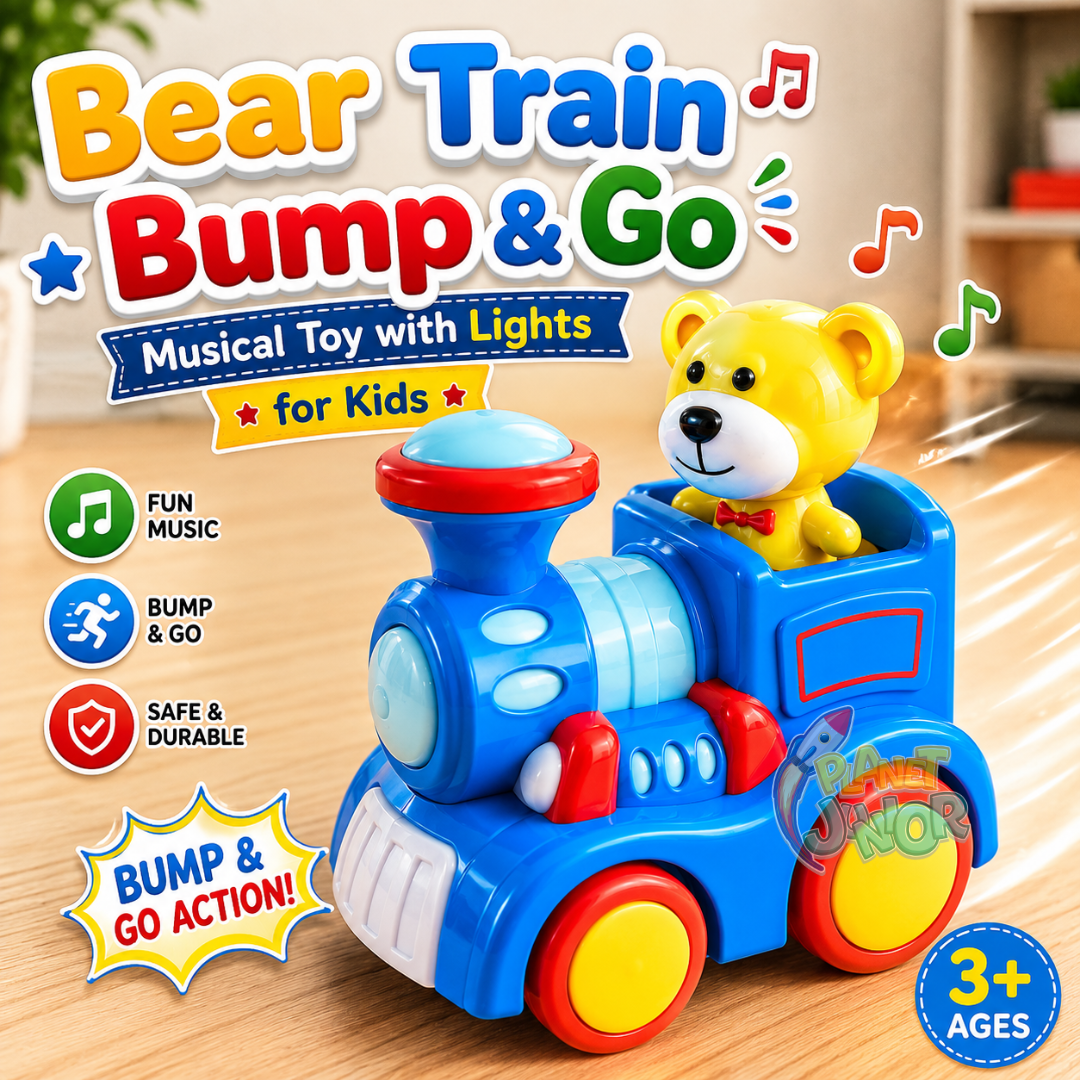 Bear Train Bump & Go Musical Toy with Lights for Kids