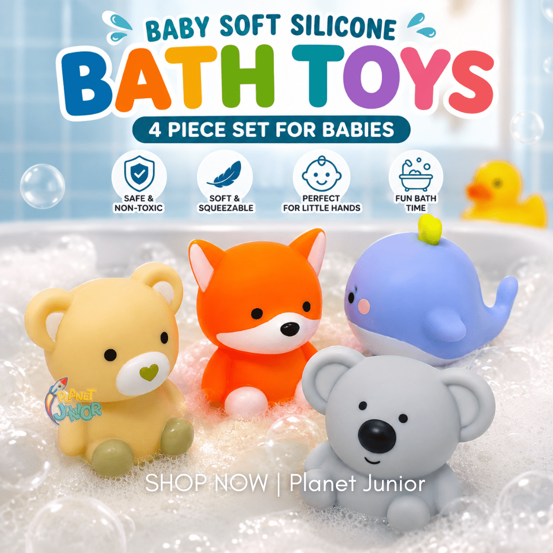 Baby Soft Silicone Animal Bath Toys – 4 Piece Set for Babies