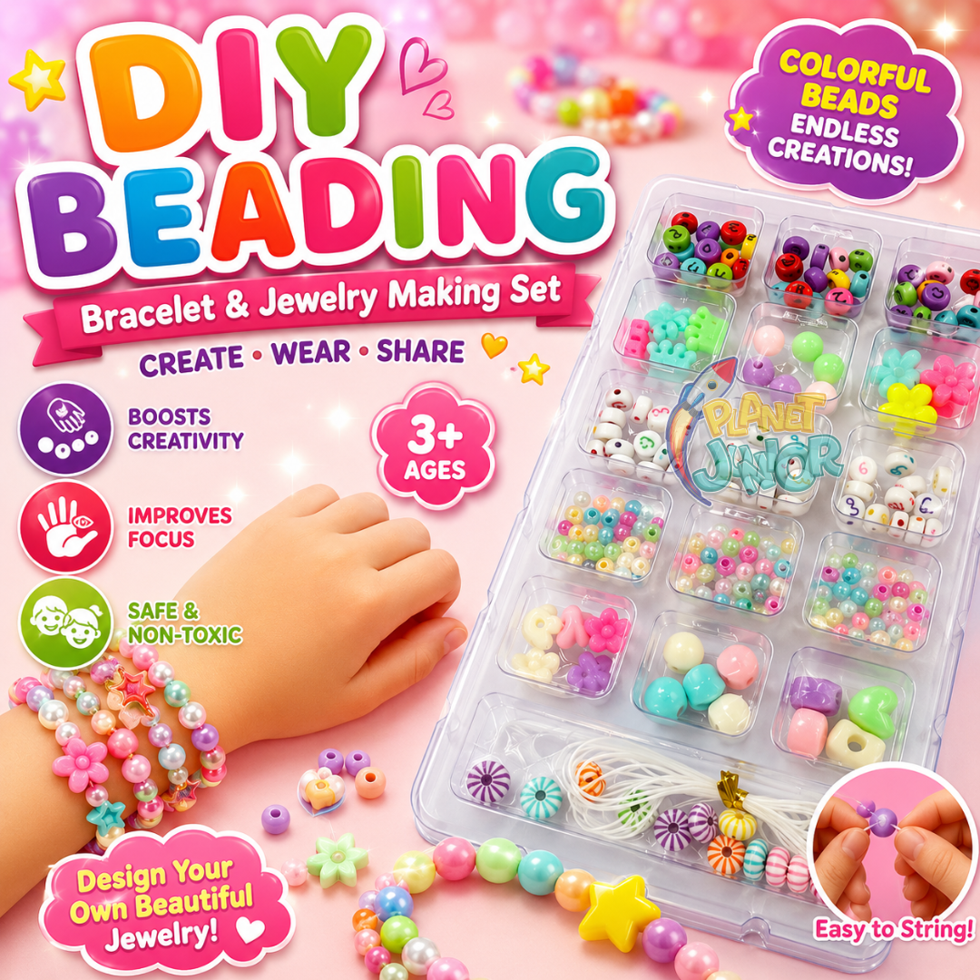 DIY Colorful Beading Bracelet & Jewelry Making Set for Kids
