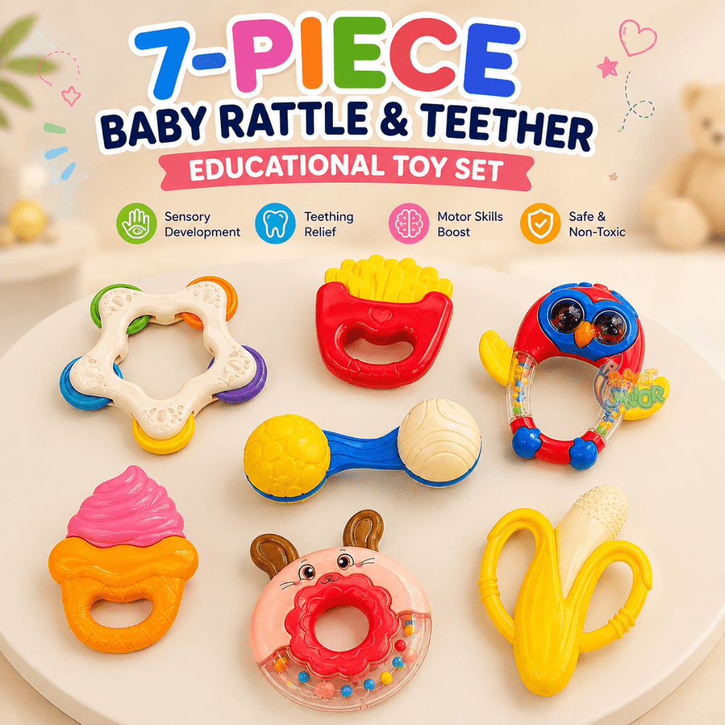 7-Piece Baby Rattle & Teether Educational Toy Set