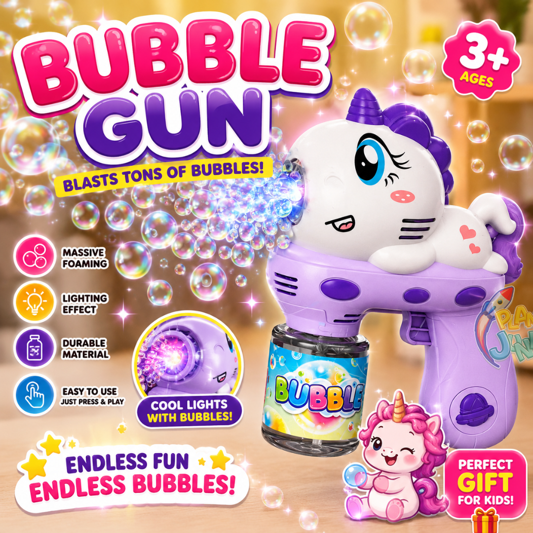 Unicorn Bubble Gun with Massive Foaming & Lighting Effect for Kids