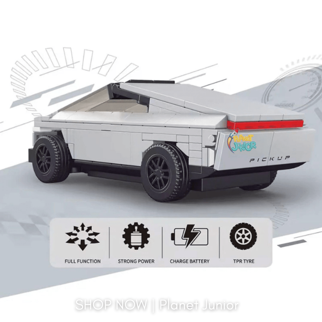 DIY 1:20 Cybertruck-Inspired Rechargeable RC Building Block Car