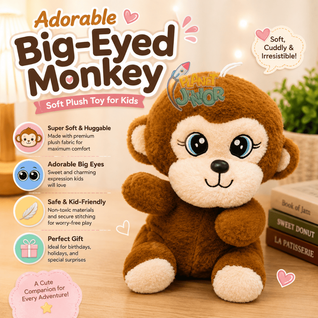 Adorable Big-Eyed Monkey Soft Plush Toy for Kids