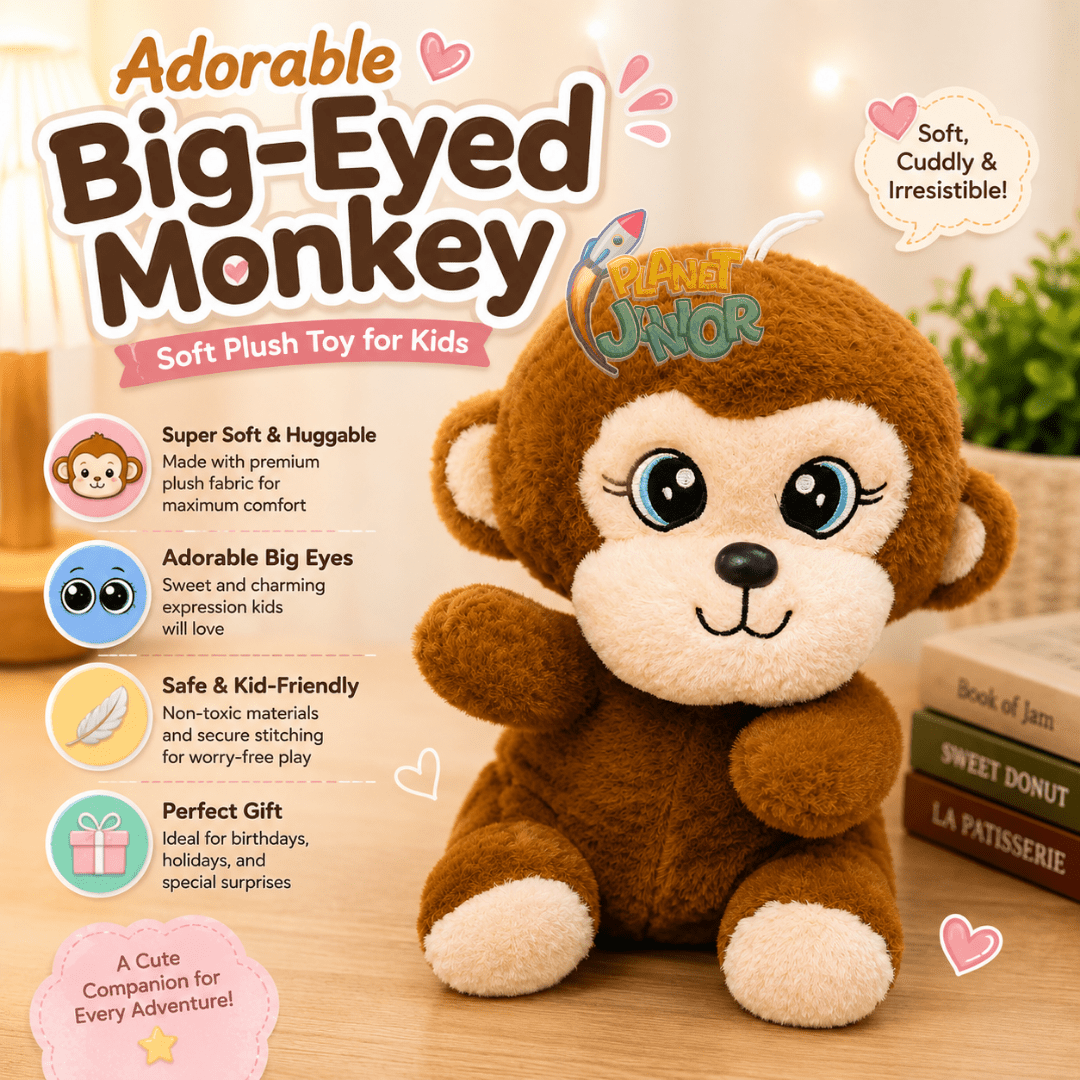 Adorable Big-Eyed Monkey Soft Plush Toy for Kids