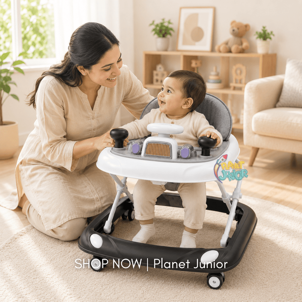 Foldable Baby Learning Walker with Comfort Seat & Activity Tray