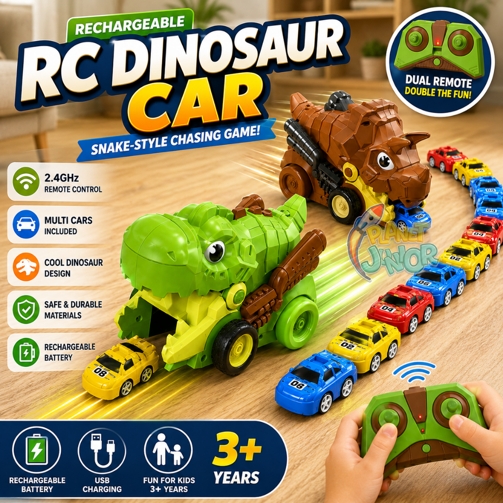 Rechargeable RC Dinosaur Car with Snake-Style Chasing Game