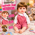 Realistic Fashion Doll with Pink Knitted Outfit & Long Hair