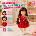 Beautiful Long Hair Girl Doll with Elegant Red Dress & Gift Box