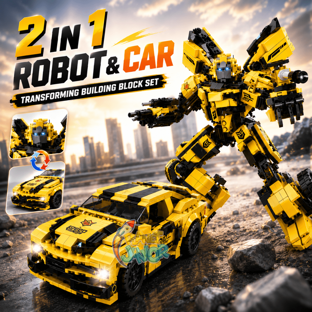 2-in-1 Robot & Car Transforming Building Block Set – 527+ Pieces