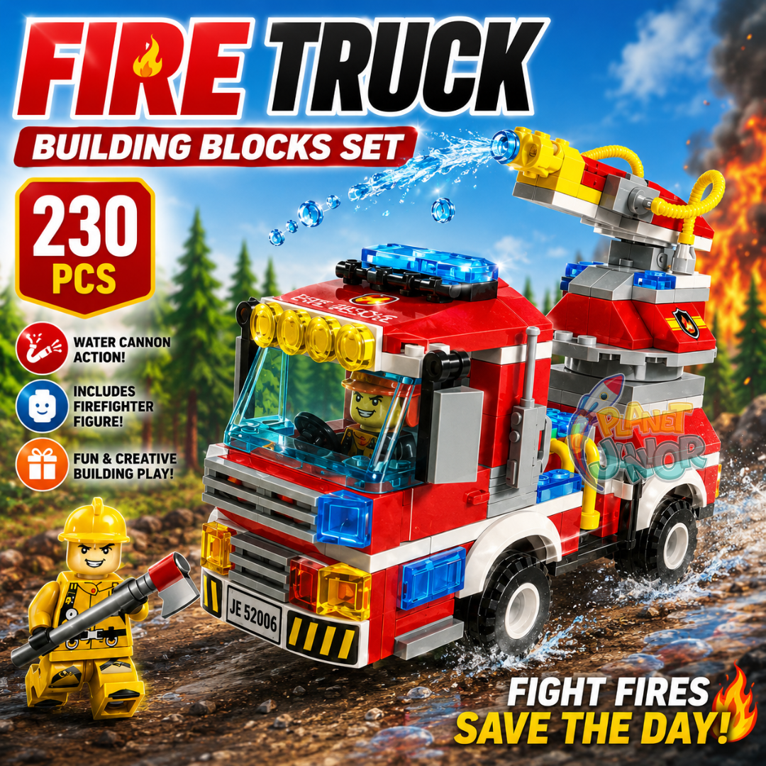 230 PCS Fire Truck Legos Set with Water Cannon & Firefighter Figure