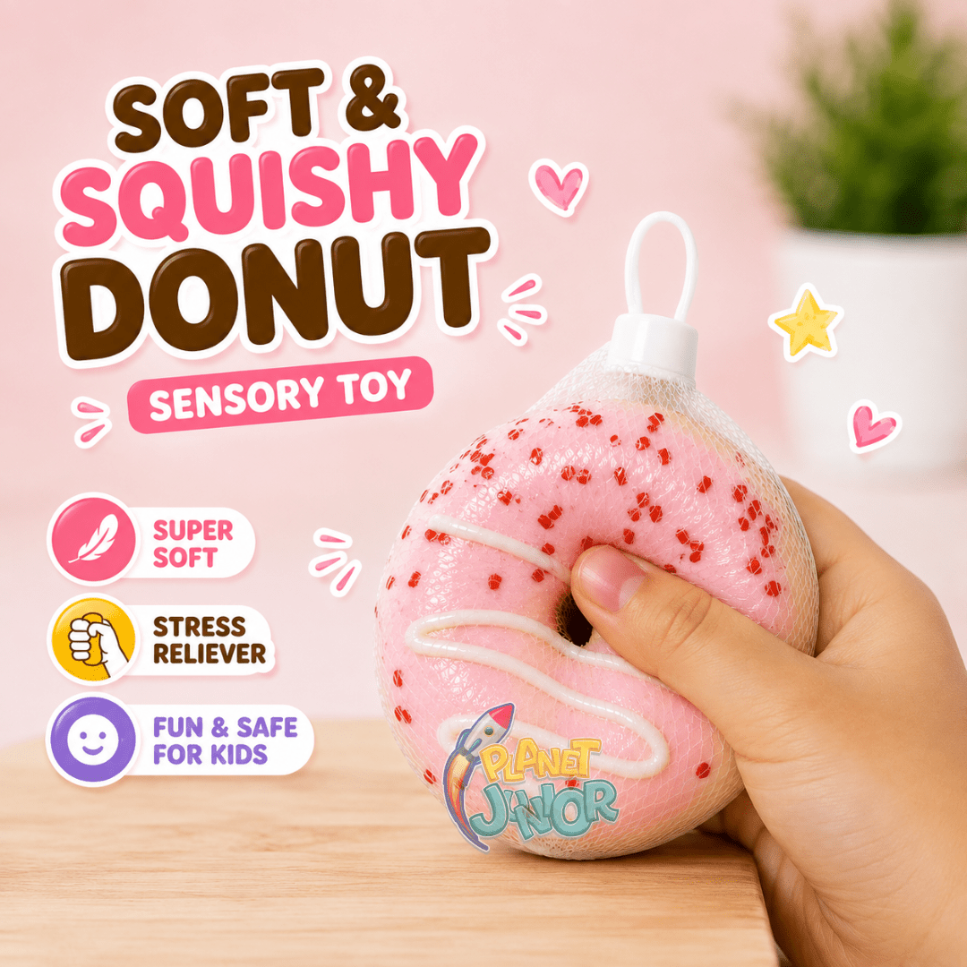 Soft & Squishy Pink Frosted Donut Squeeze Sensory Toy for Kids