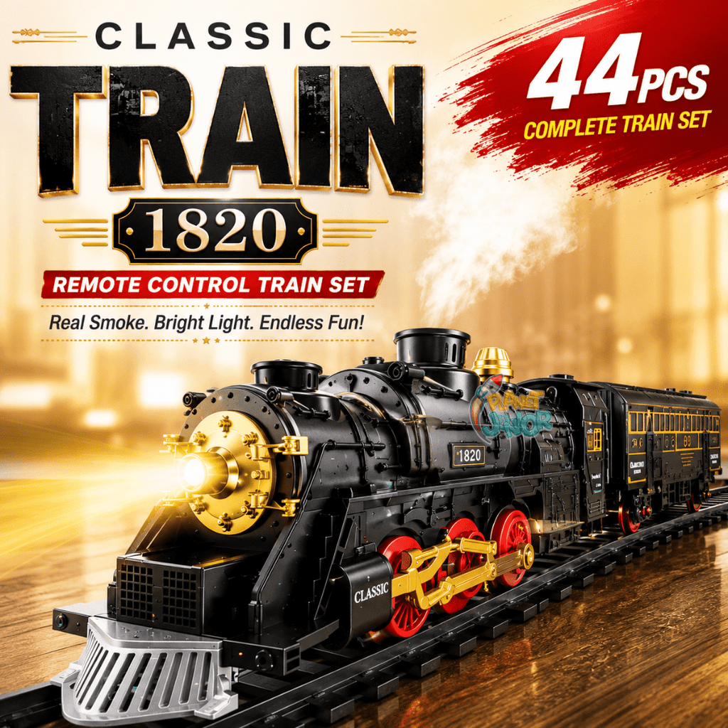 Remote Control 44-Piece Classic Train Set with Carriages, Sound & Track