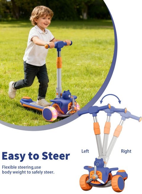 🛴 2-in-1 Kids Bear Ride-On Scooter with Seat & Lights