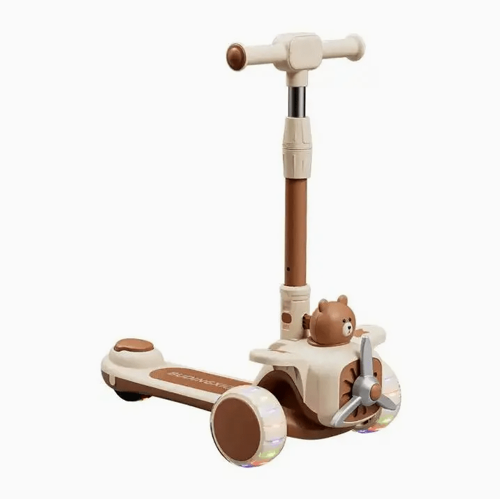 🛴 2-in-1 Kids Bear Ride-On Scooter with Seat & Lights