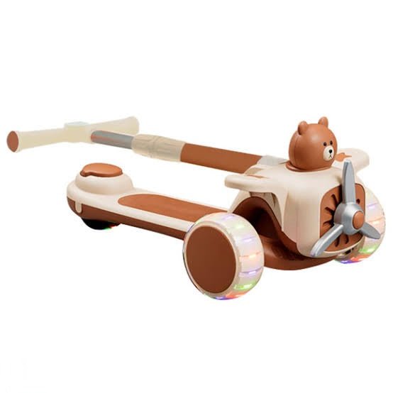 🛴 2-in-1 Kids Bear Ride-On Scooter with Seat & Lights