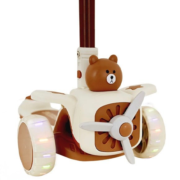 🛴 2-in-1 Kids Bear Ride-On Scooter with Seat & Lights
