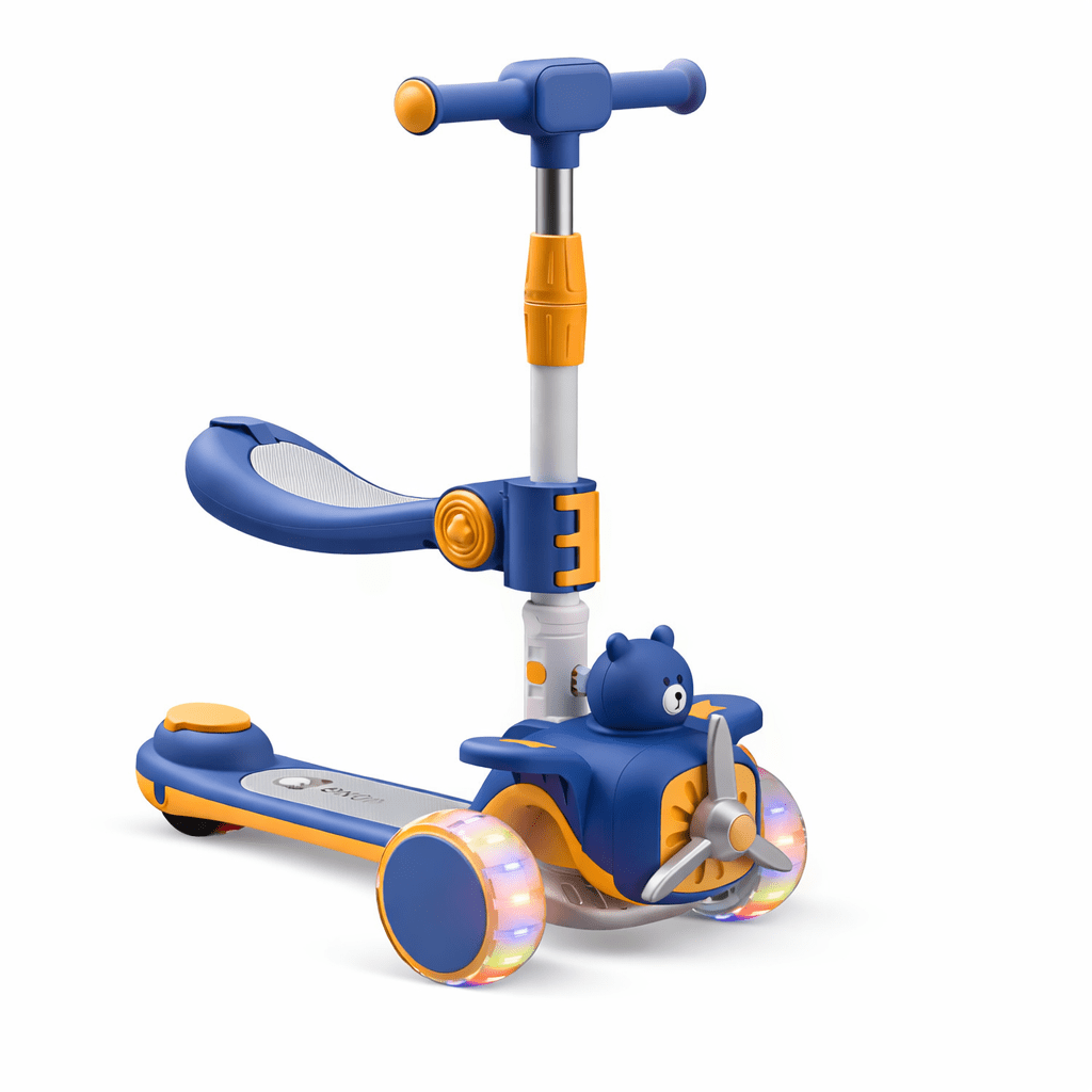 🛴 2-in-1 Kids Bear Ride-On Scooter with Seat & Lights