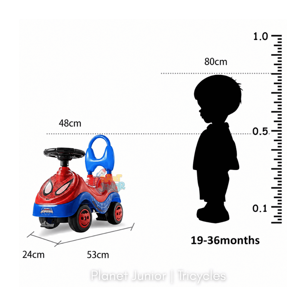 🕷️ Spider Themed Kids Tolo Ride-On Car with Music & Horn