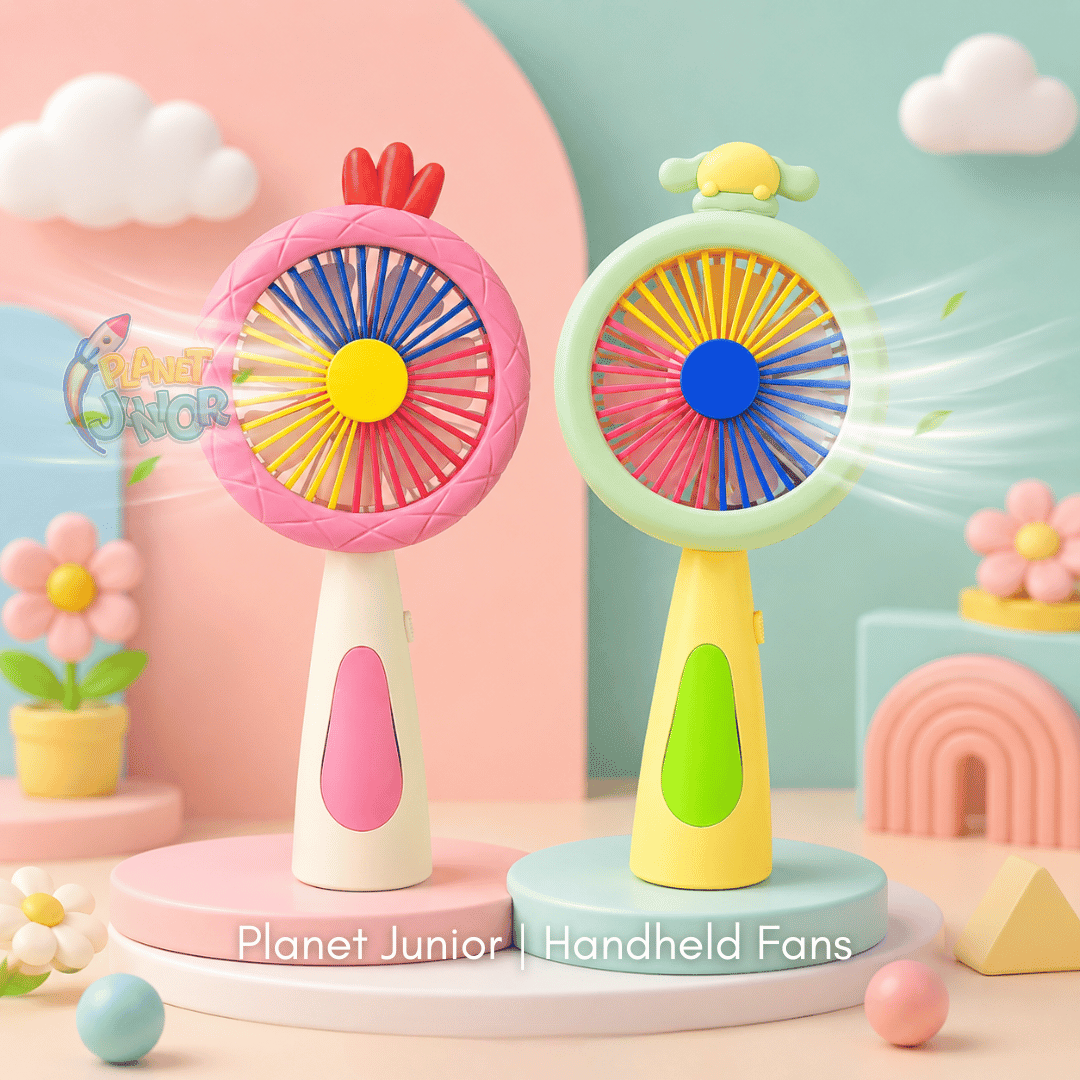 LED Rainbow Mini Handheld Fan – Rechargeable Portable Cooling Fan with Night Light