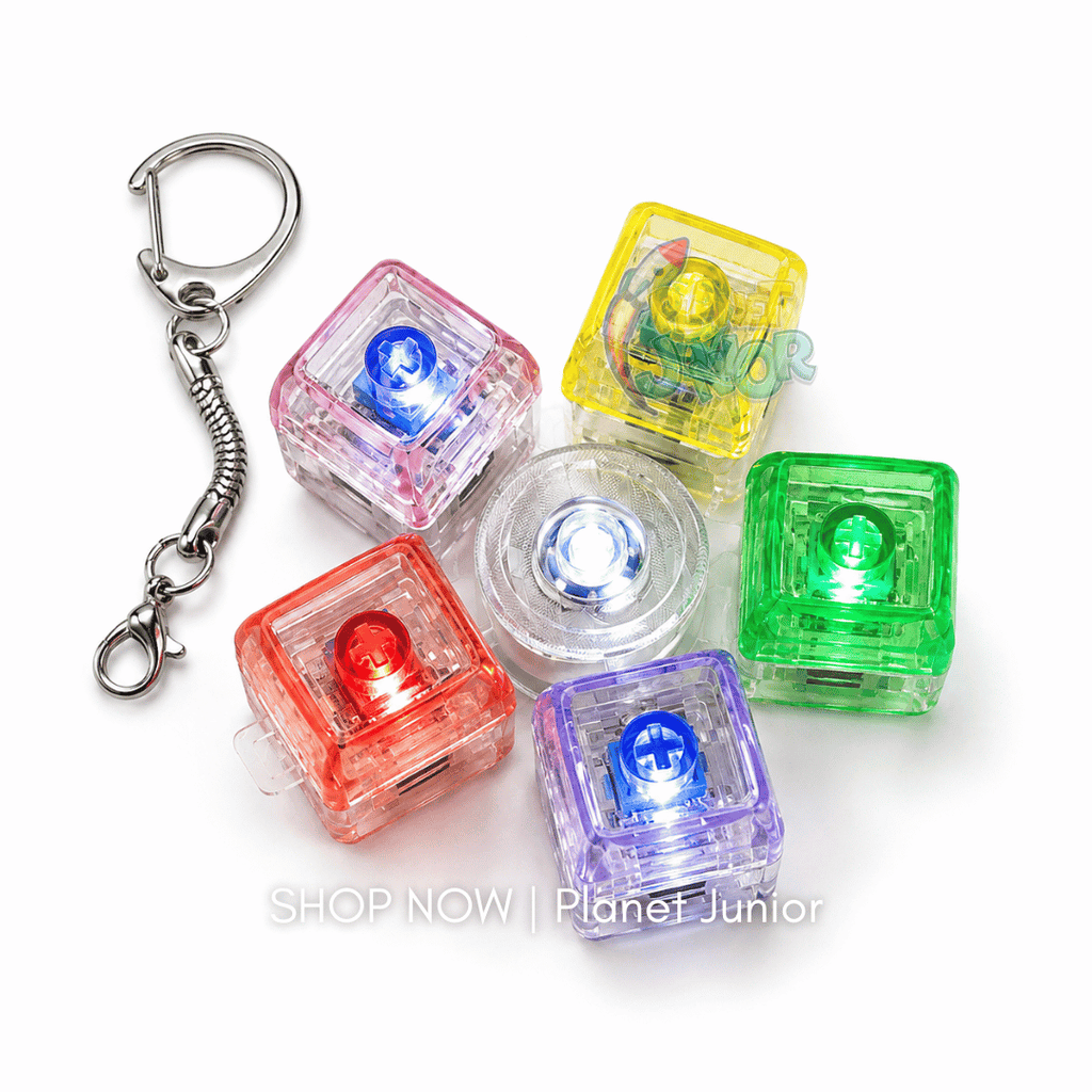 RGB Light-Up Mechanical Keyboard Fidget Spinner – 5-Key Clicker Toy
