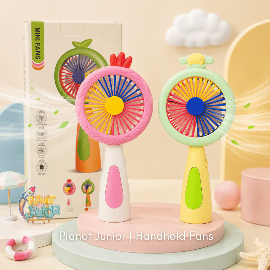 LED Rainbow Mini Handheld Fan – Rechargeable Portable Cooling Fan with Night Light