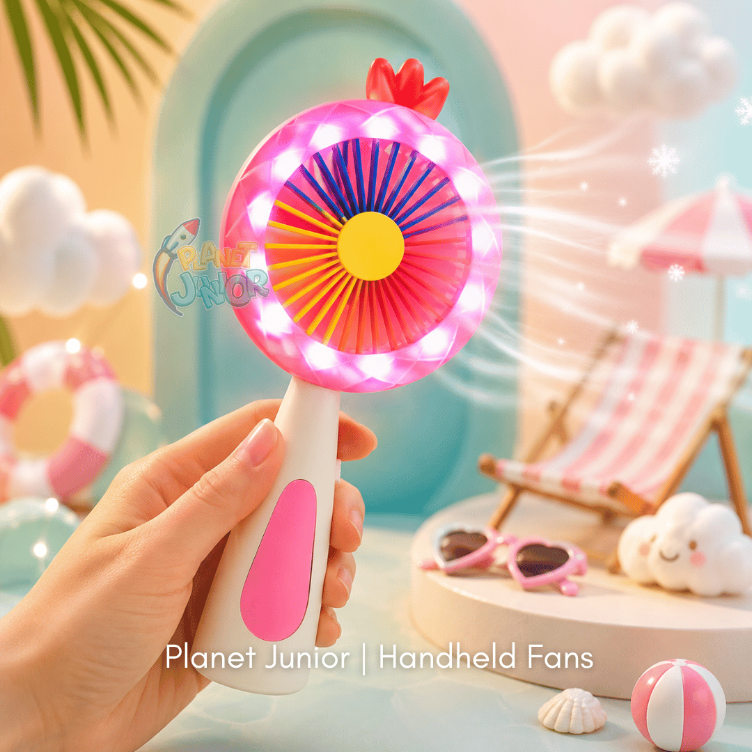 LED Rainbow Mini Handheld Fan – Rechargeable Portable Cooling Fan with Night Light
