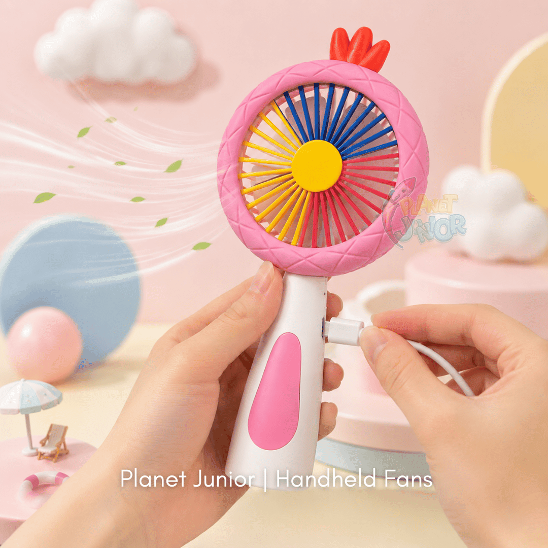 LED Rainbow Mini Handheld Fan – Rechargeable Portable Cooling Fan with Night Light