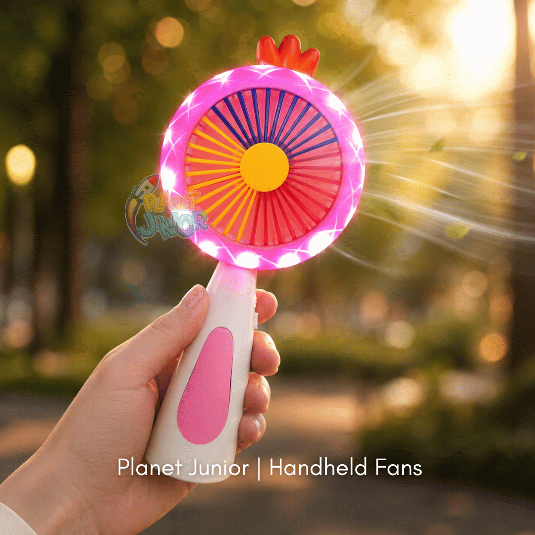 LED Rainbow Mini Handheld Fan – Rechargeable Portable Cooling Fan with Night Light