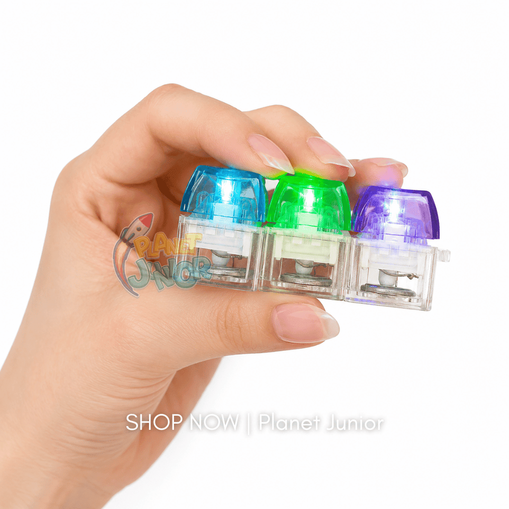 RGB Light-Up Mechanical Keyboard Fidget Keychain – 3-Key Clicker Toy